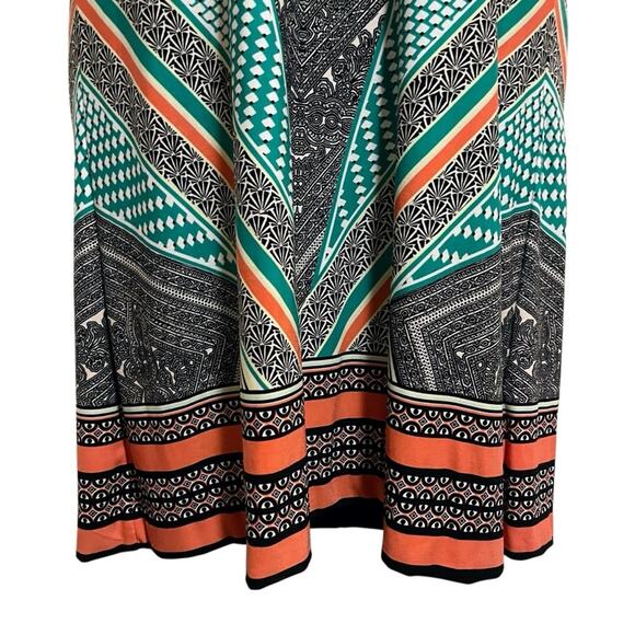 Calvin Klein Dress Large Stretch Knit Geometric Shift Black Green Orange Mod 60s - Picture 4 of 7